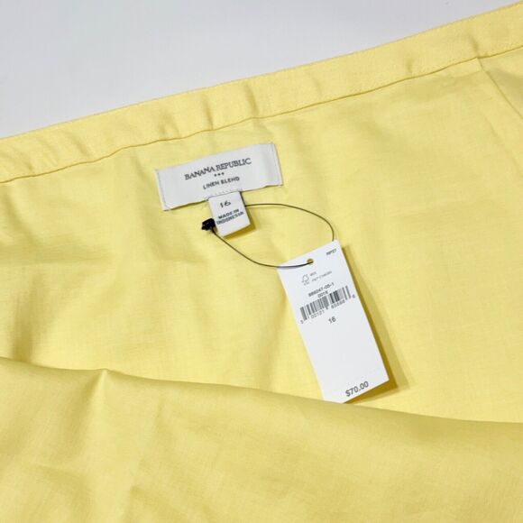 NWT $70 Banana Republic Yellow Linen Blend Mini Skirt Women’s Size 16 (A4) - Picture 6 of 11